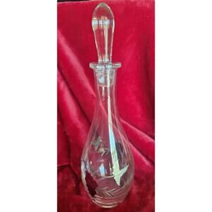 Vintage Hand-Painted Glass Decanter with Grapes Design w/ Stopper- Mint